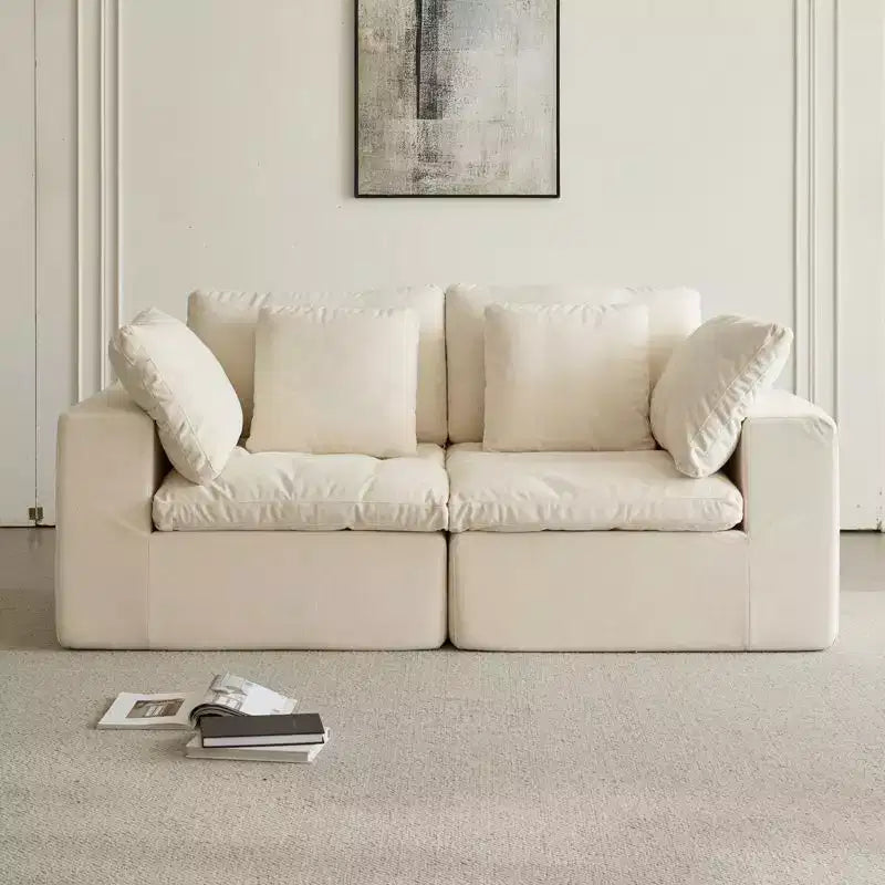 Swtroom 79 Boneless Cloud Modular Sofa, 35D High Density Foam, No Assembly Required, Compression Sofa with Wide Armrests and Pillows