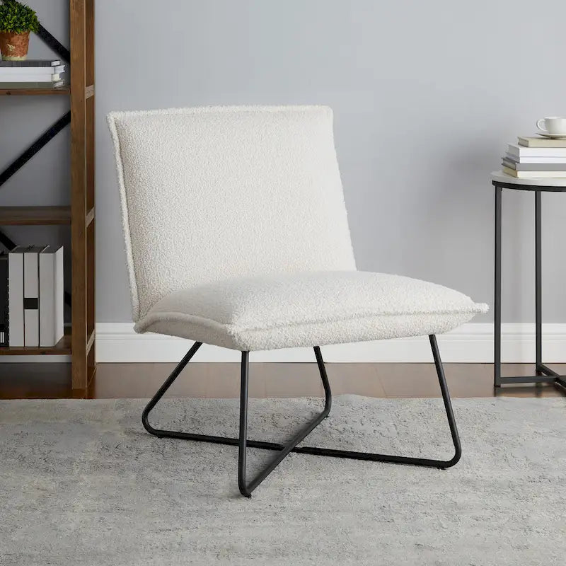 Pillow Accent Chair | Black Stripe Tan Fabric | Metal Wire Base | 26.5W Seat | Modern
