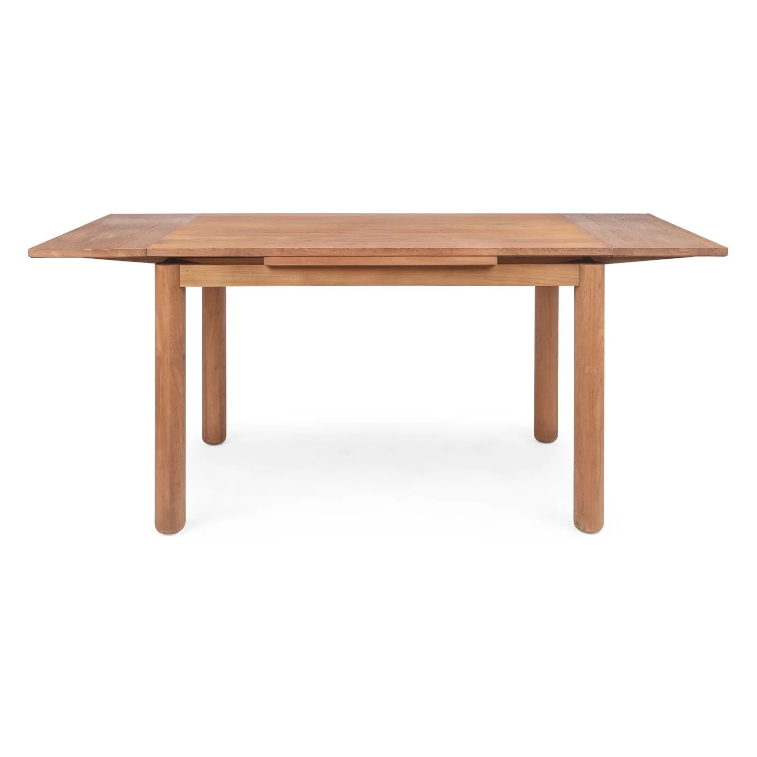 Versatile Reclaimed Teak Extendable Dining Table with Cylindrical Turned Legs for Dining Rooms