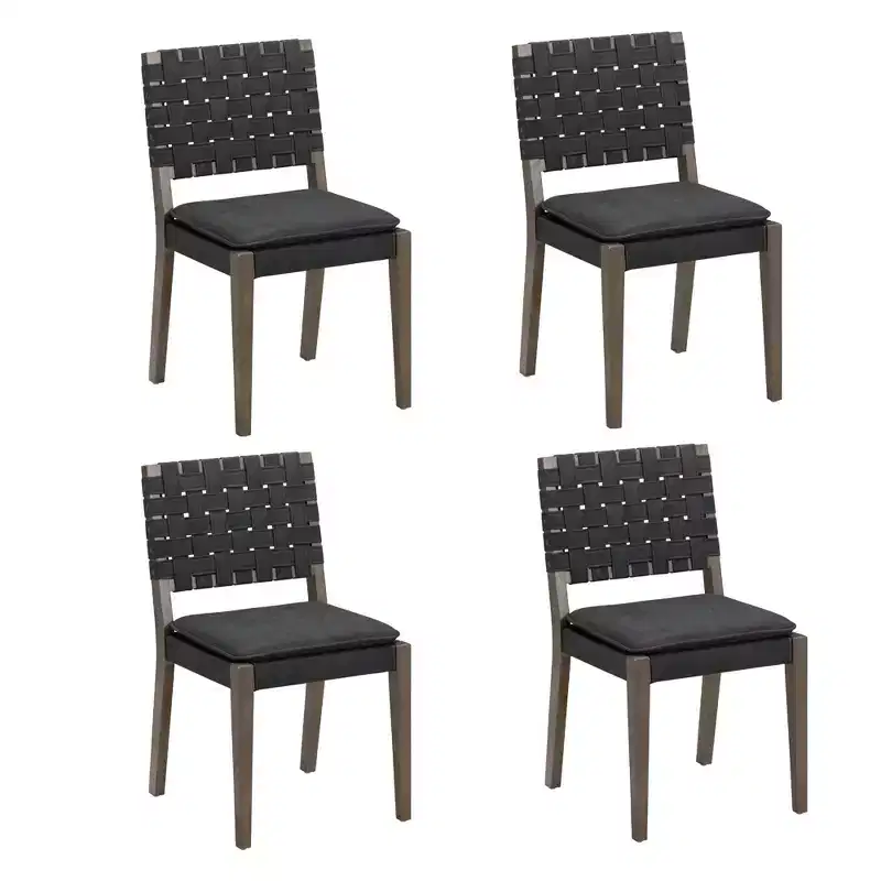 of 4 Cohen Faux Leather Dining Chair Black