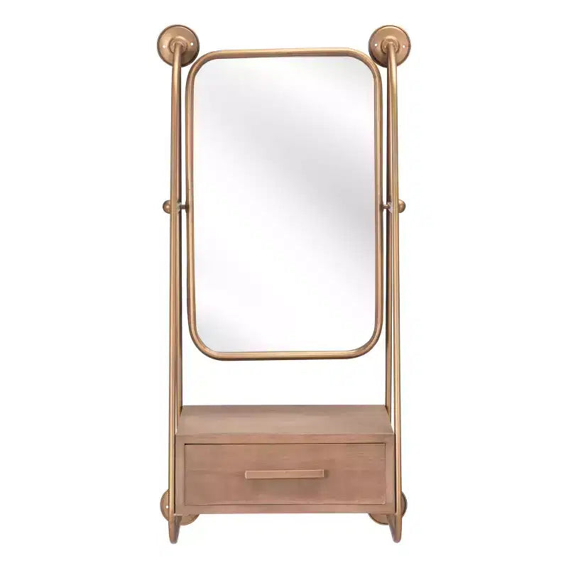 Piuma Shelf Decorative Wall Mirror Gold - ZM Home