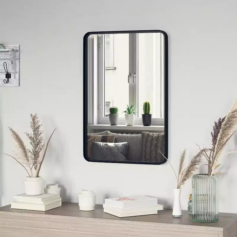 Emma and Oliver 20 x 30 Rectangular Wall Mirror with Black Frame, Silver Backing for Clarity and Shatterproof Glass for Entryways, Bathrooms & More