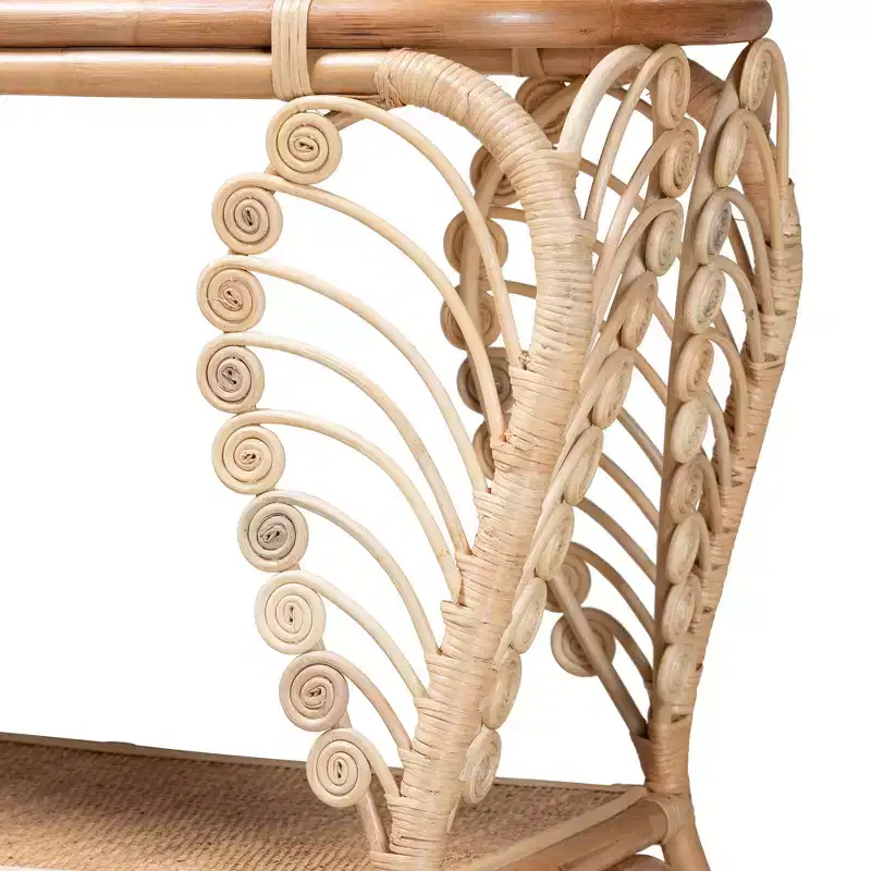 bali & pari Bastet Modern Bohemian Natural Brown Rattan 2-Tier Console Table