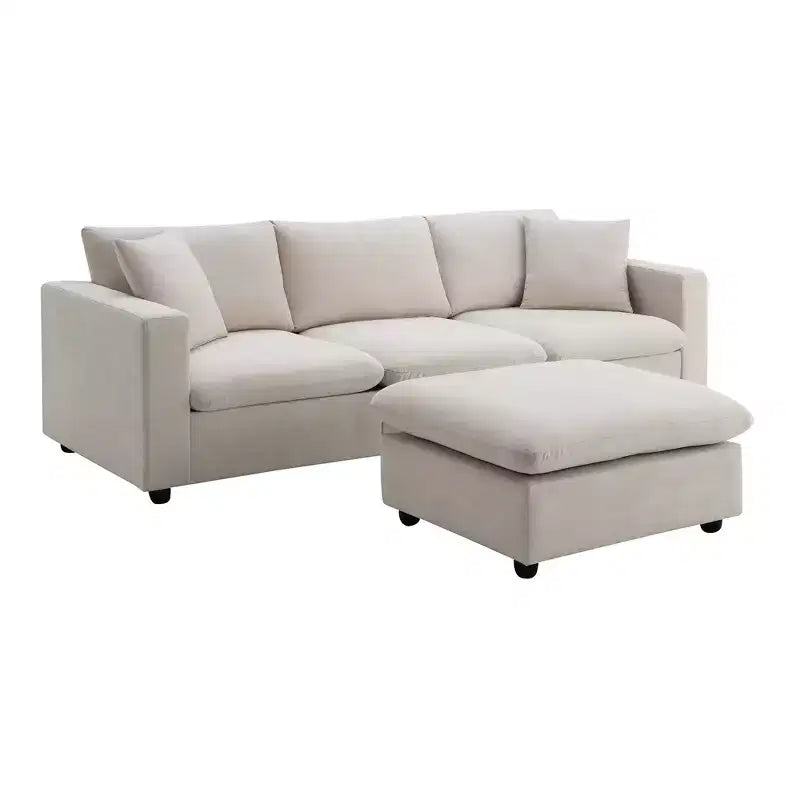 GDFStudio Bruce 101 Fabric L-Shaped Sectional Sofa with Ottoman