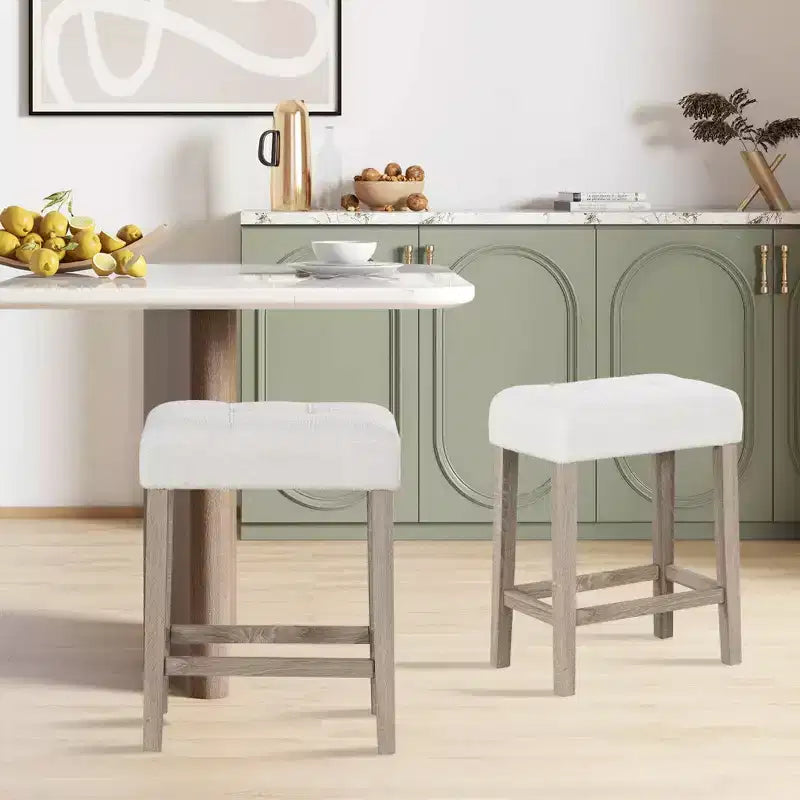 Counter Height Bar Stools Set of 2/4 with Rubber Wood Legs and Footrest