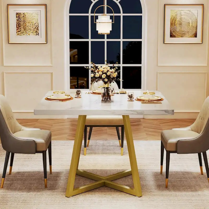 Square Dining Table for 4, 31.5 Inch Industrial Dinner Table for Small Space