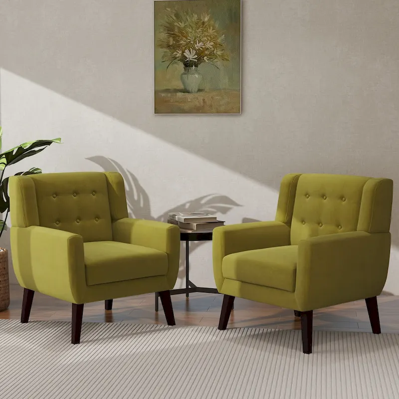 2 Set Modern Accent Chair Velvet Armchair