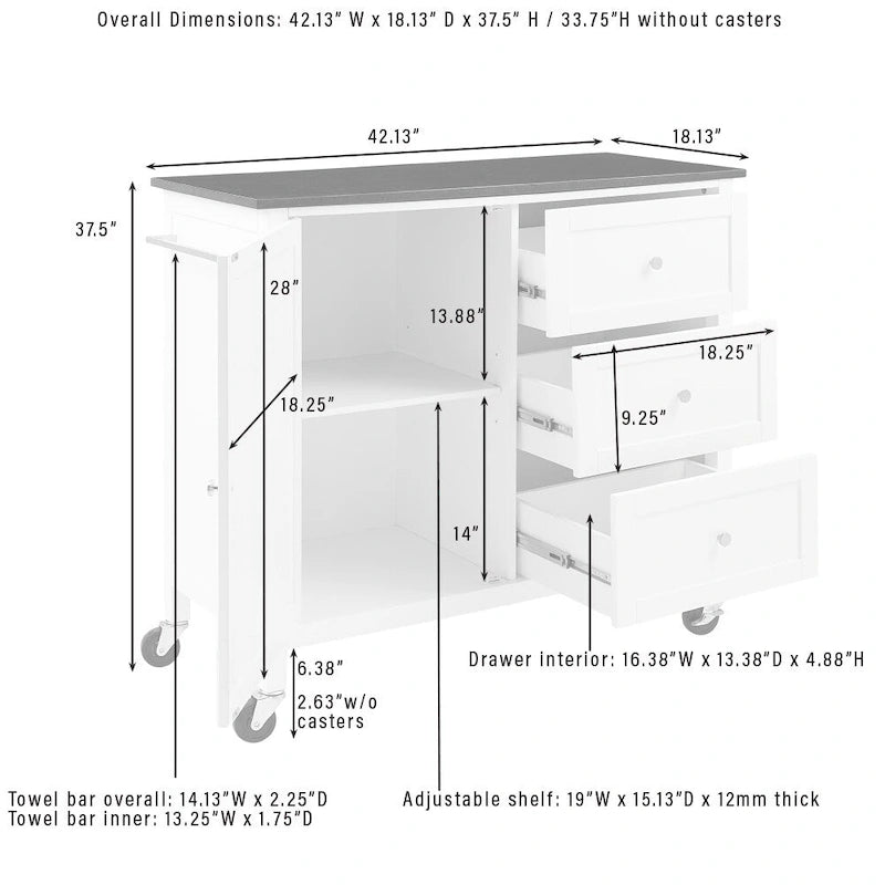 Wood Top Kitchen Island/Cart