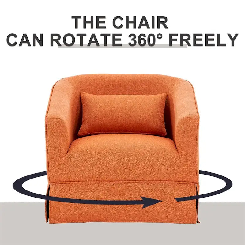 Swivel Barrel Chair with Ottoman and Black Metal Base