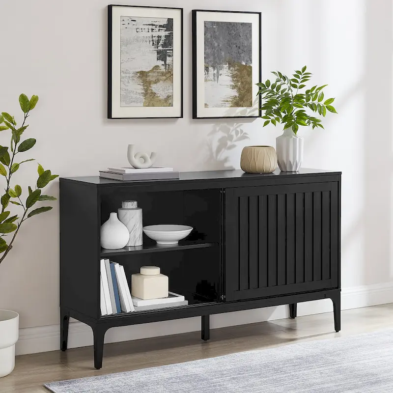 Mid-Century Modern Sideboard with Sliding Doors and Storage