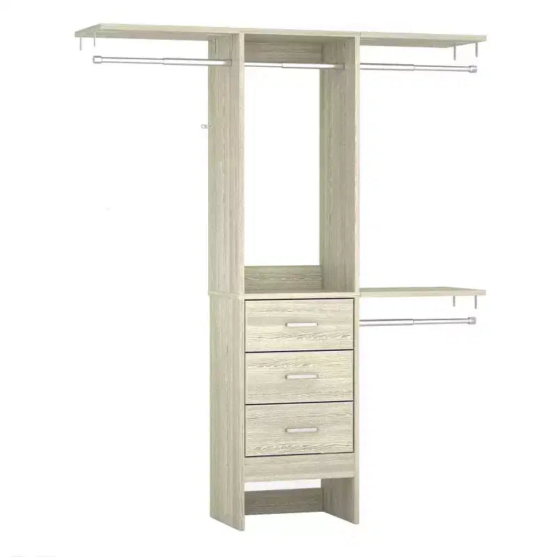 4FT Adjustable Closet Organizer System with Fabric Drawers and Hanging Rods