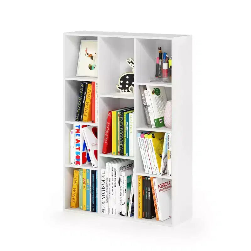 Furinno 3-tier Open Bookcase 11-Cube Floor Standing Storage Shelves Display Cabinet,White