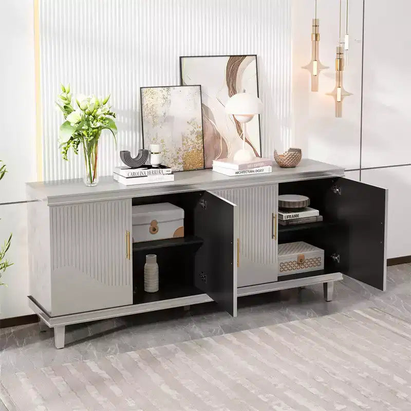 70.07''Large Size 4-Door Cabinet, Sideboard Buffet Cabinet with Storage, Same as Living Room, Kitchen, Bedroom, Hallway (Champagne)