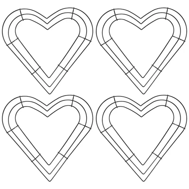 Unique Bargains Metal Christmas Floral Heart Shape Wreath Frame Dream Catcher Rings 2 Pcs