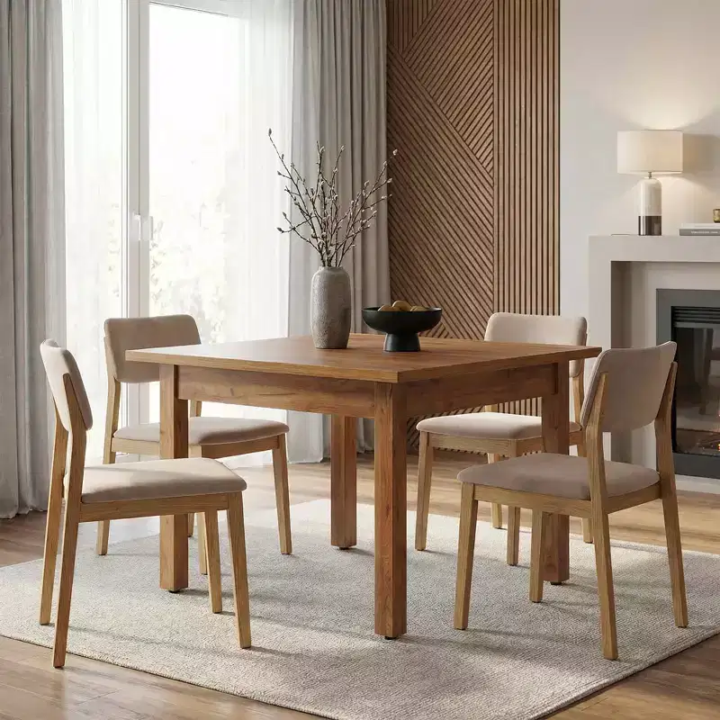 39.4 Square Farmhouse Dining Table, Easy Assembly Home Office Desk
