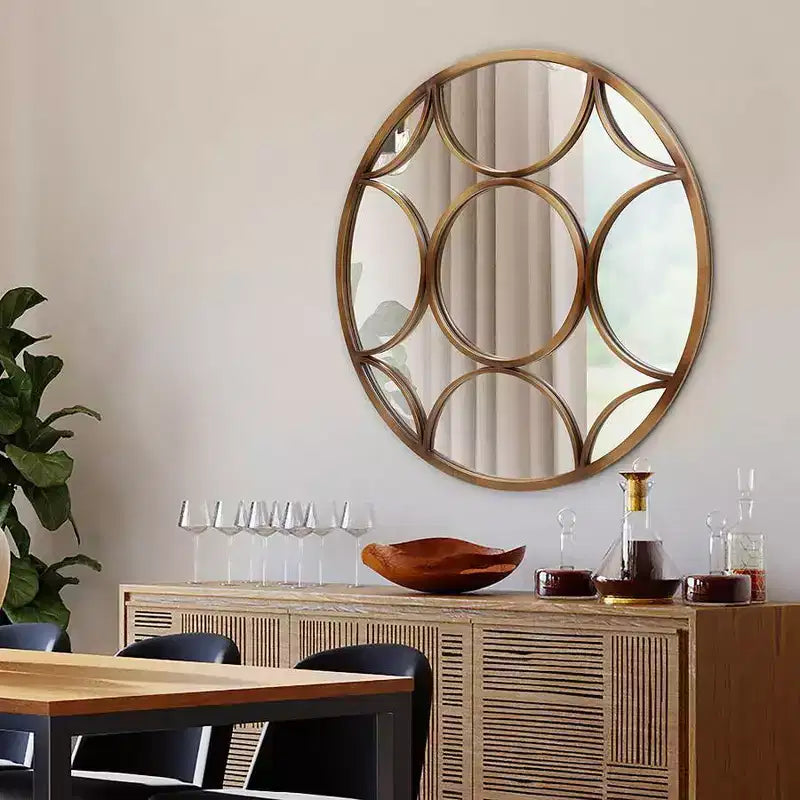 Howard Elliott 32" Round Wall Mirror: European-Inspired, Intricate Detail, No Assembly Required
