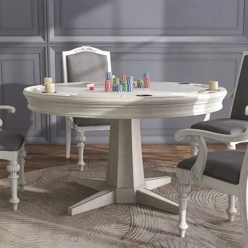 Traditional Antique White 54-inch Wood Round Game Table