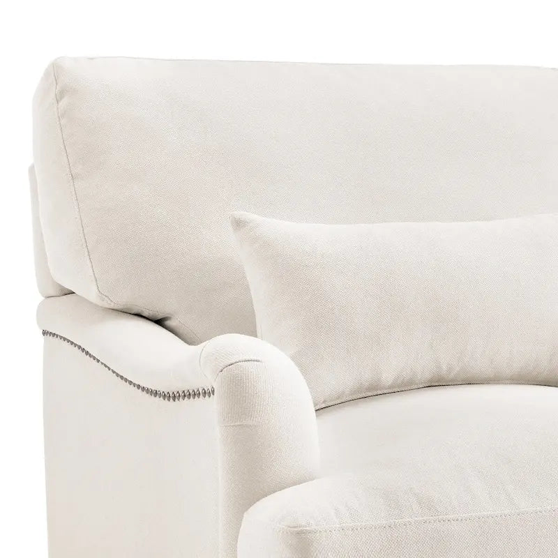 Modern Arm Accent Chair Upholstered with Solid Wood Frame and Lumbar Pillow