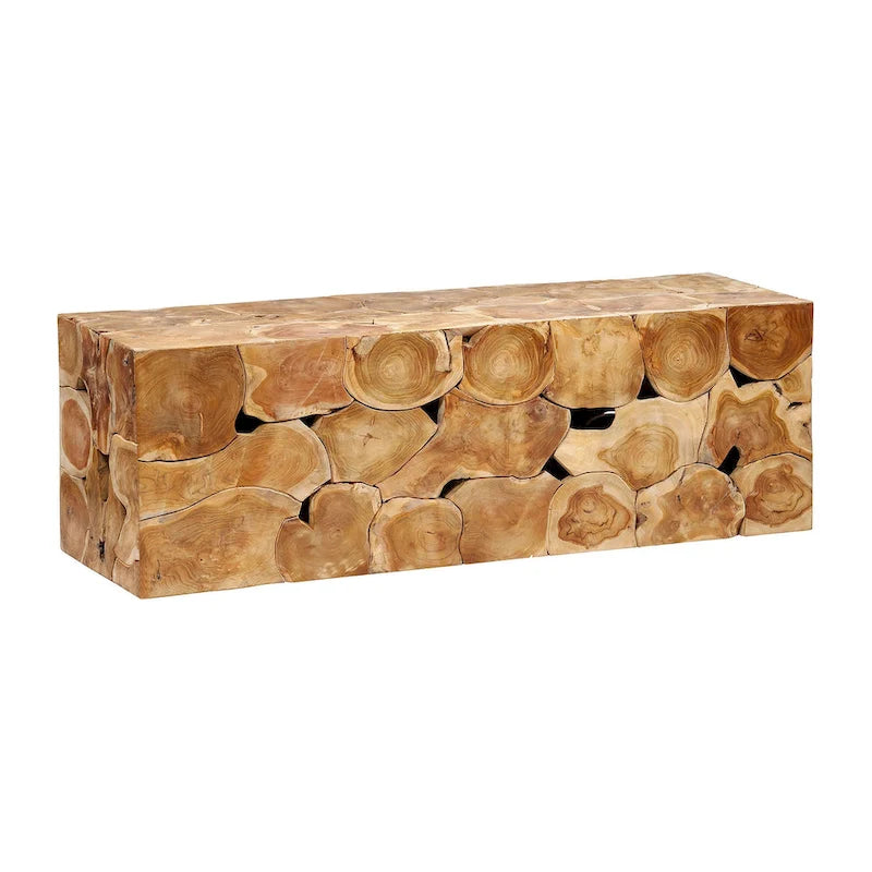 55-inch Rectangular Teak Root Solid Bench Natural Finish