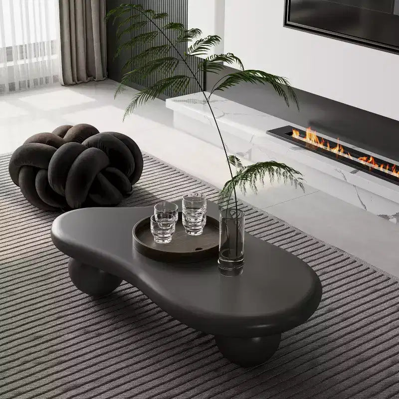 Cloud-Shape Coffee Table with Ball Legs, Black