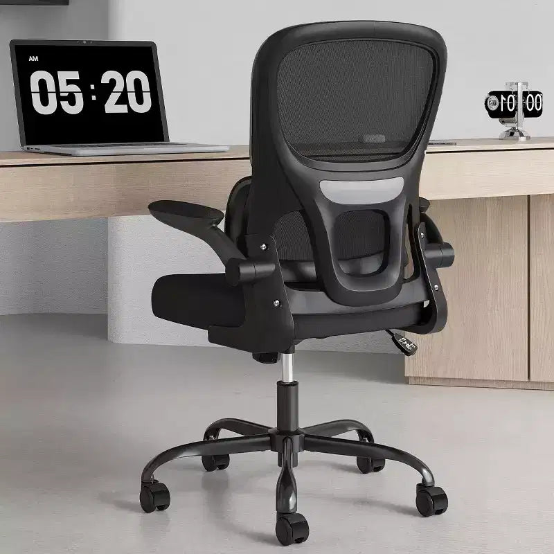 Mesh Ergonomic Office Chair, Computer Chair with Lumbar Support and Flip Armrest, Comfy Chair with Wheels for Study, Office, Home