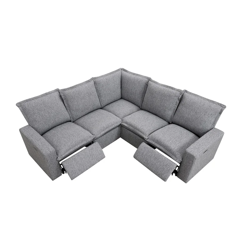 L-Shaped 5-Seater Power Recliner Sofa with USB Port
