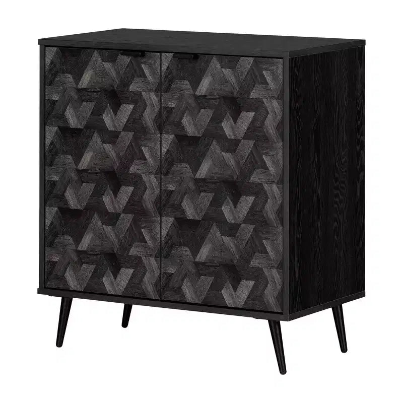 South Shore Oxford 2 Door Storage Cabinet Black Oak/Dark Gray