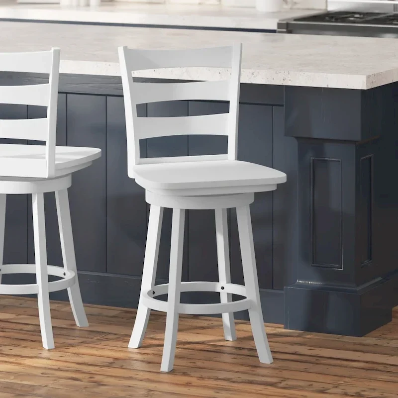 Ladderback Wooden Swivel Counter Stool with Footrest