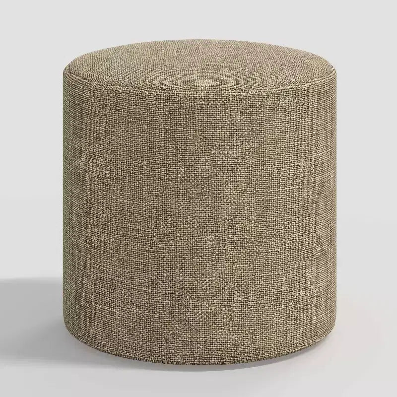 Round Ottoman in Textured Linen