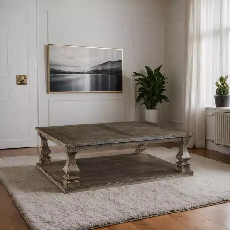 Johnelle Rectangular Cocktail Table Gray: Elm Veneer, Storage Shelf - Signature Design by Ashley