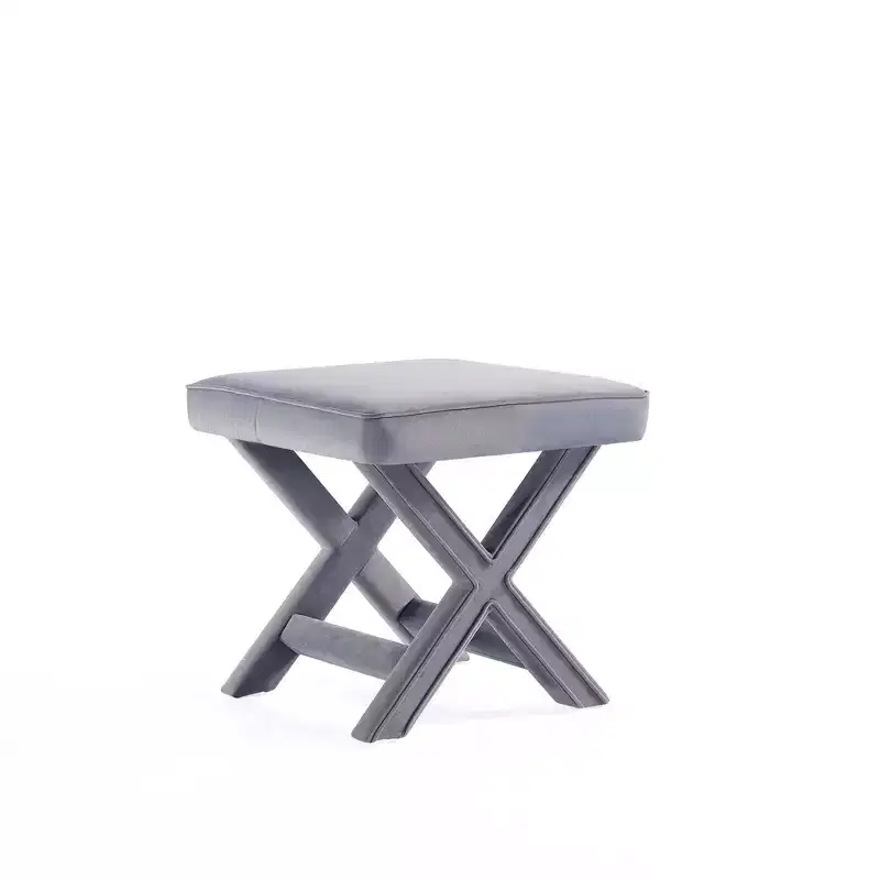 Manhattan Comfort Abigail Velvet Upholstered Ottoman