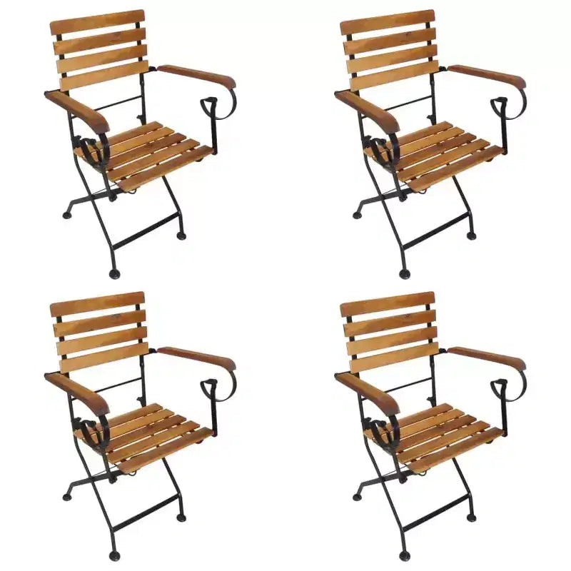 vidaXL Folding Chair Set of 4 Brown and Black