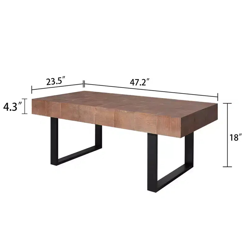 Industrial Wooden Coffee Table with Metal Legs