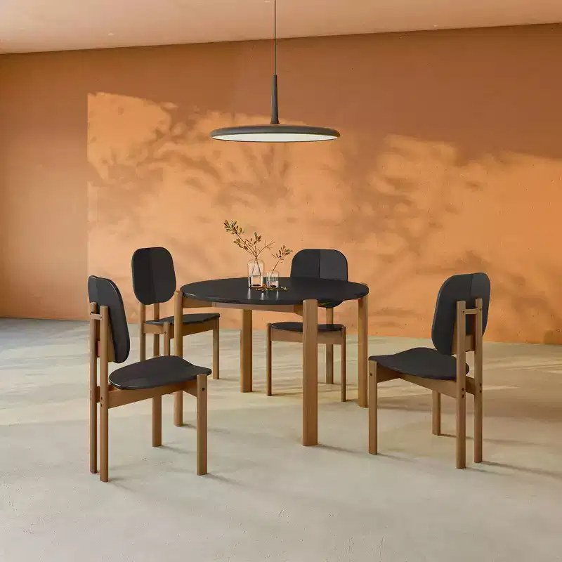 Manhattan Comfort Set of 4 Gales Mid - Century Modern Dining Chairs with Solid Wood Legs