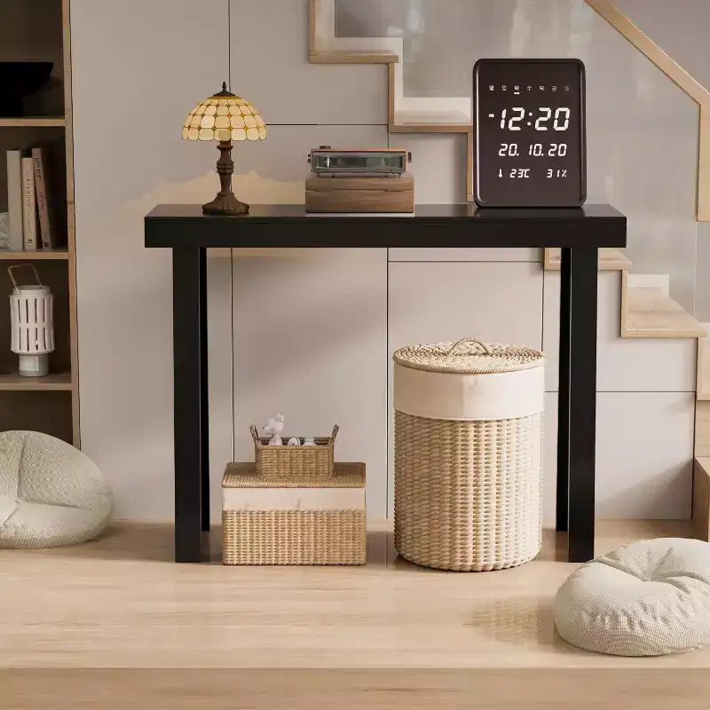 VINGLI 42.9 Black Console Table, Solid Wood Entryway Table, Narrow Sofa Table Behind Couch, Thin, for Living Room, Hallway