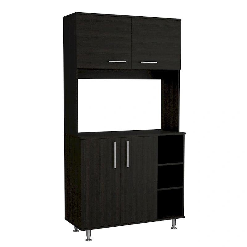 TUHOME 95 Pantry with 2 Double Cabinets, 3 Open Shelves - N/A