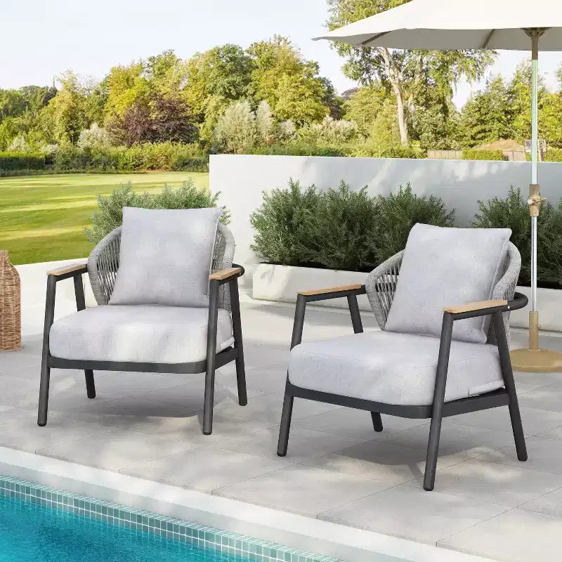 Christopher Knight Home Ove Outdoor Rope Weave Metal Club Chair with Cushion