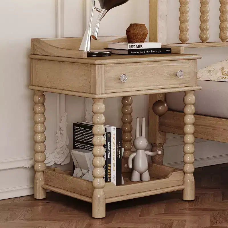 Mid-Century Modern Nightstand with Drawer and Open Shelf, Rustic Bedside Table with Storage for Bedroom or Living Room - Panipeachy