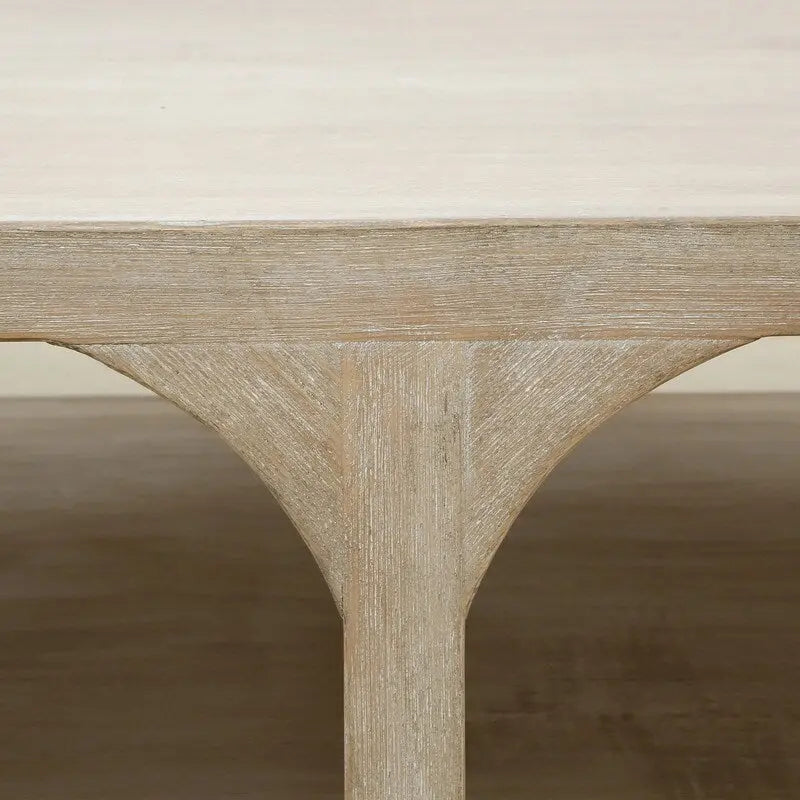 67 Handcrafted Reclaimed Wood Coffee Table, Weathered White Wash, Ming Style