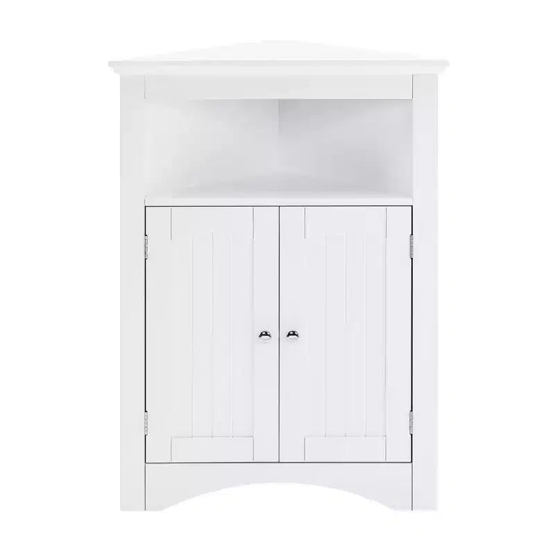 MAYEERTY White Corner Storage Cabinet with Doors & Adjustable Shelves for Bathroom Kitchen Living Room