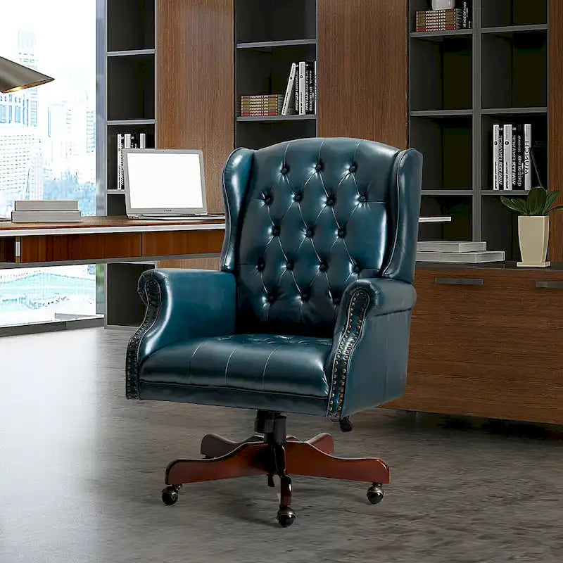 Modern swivel executive chair with tufted backrest