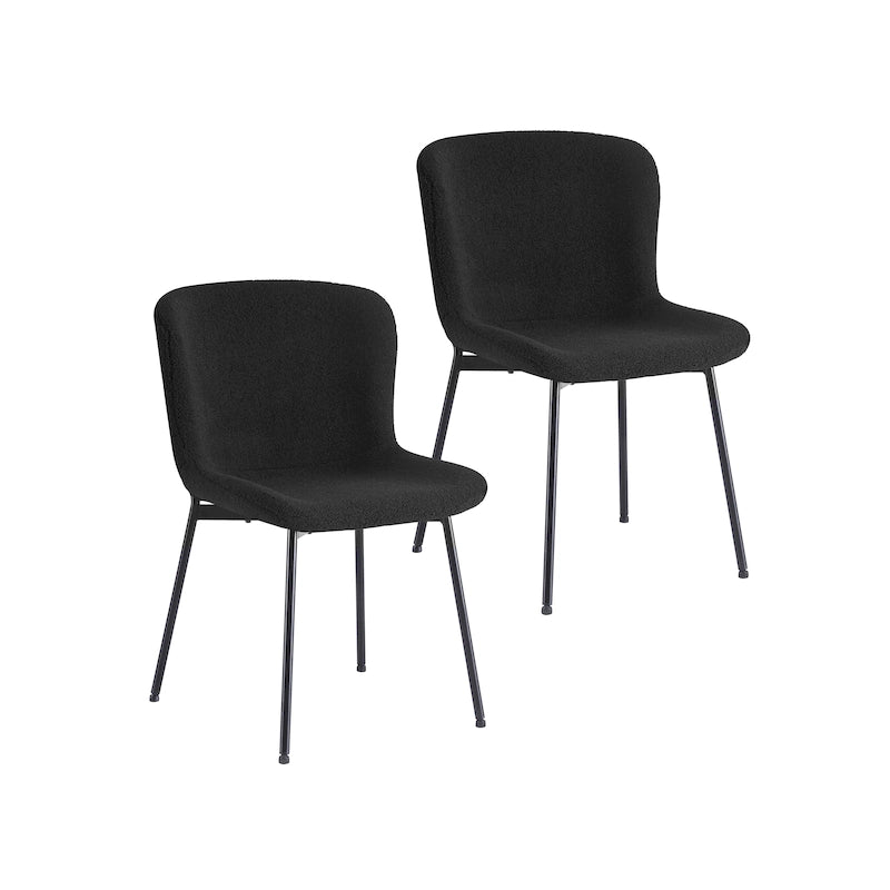 Fabric Upholstered Armless Dining Chairs with Powder-Coated Steel Legs, Set of 2