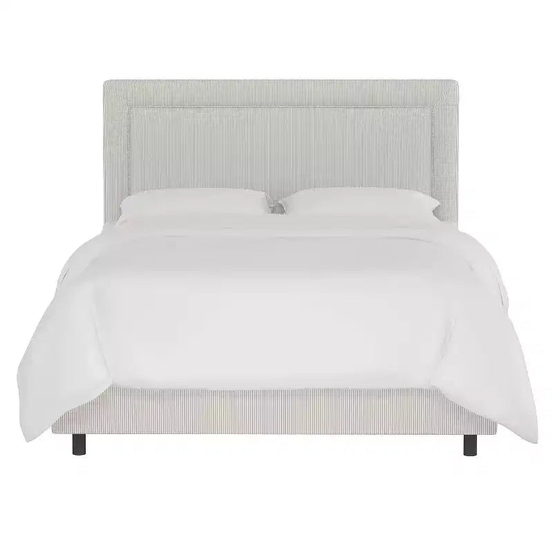 Skyline Furniture Empire Upholstered Bed in Oxford Striped Taupe