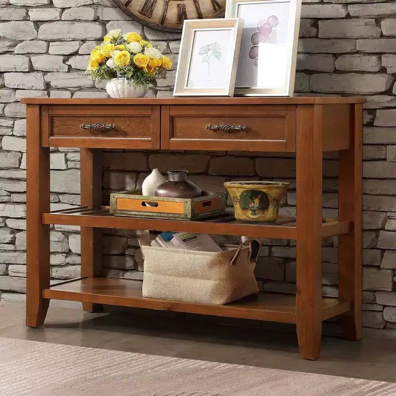 Okak Solid Wood Sideboard Cabinet, Bufft Cabinet with 2 Doors and 2 Shelves, Storage Cabinet for Living Room, Dining Room, Kitchen