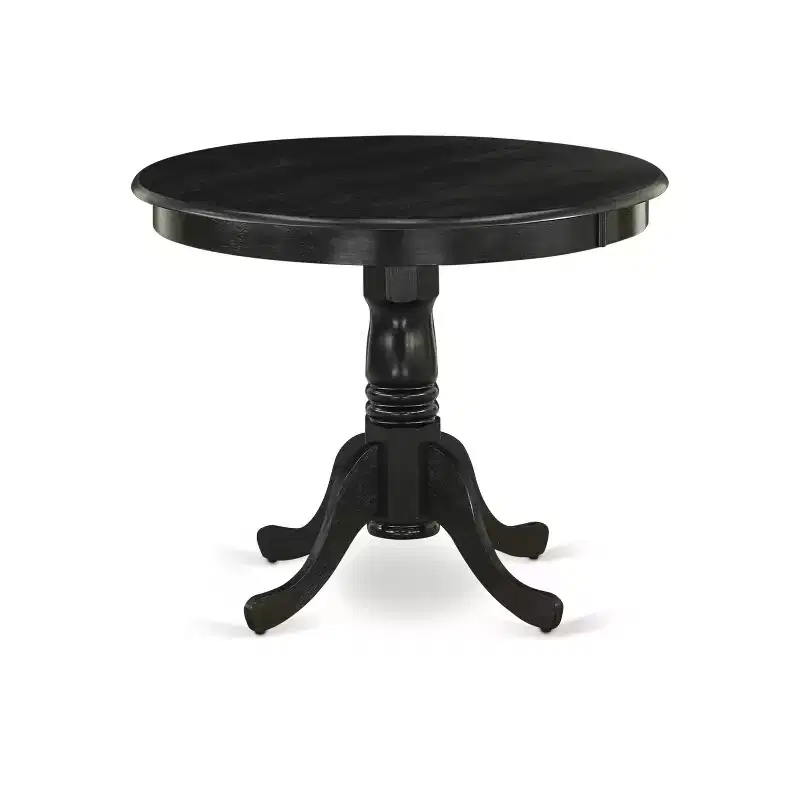 HomeStock Belmont 5-Pc Kitchen Table and Chairs Set Included a Round Dining Table & 4 Parson Chairs, Wirebrushed Black Finish