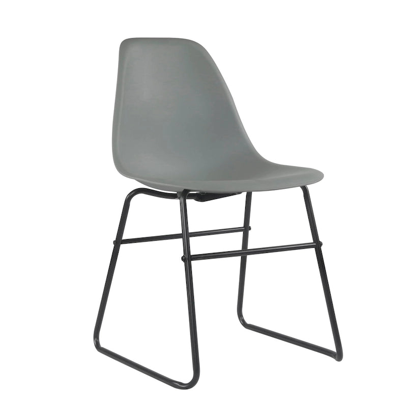 Modern Armless Dining Chairs with Iron Legs, Set of 2