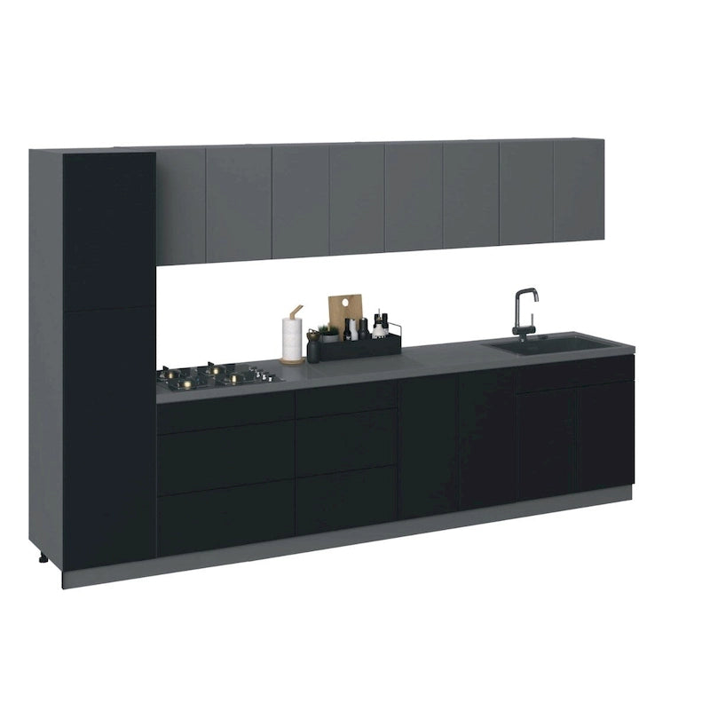 Kitchen Black Base Cabinet, 11 Ft Wide - 135 x 24