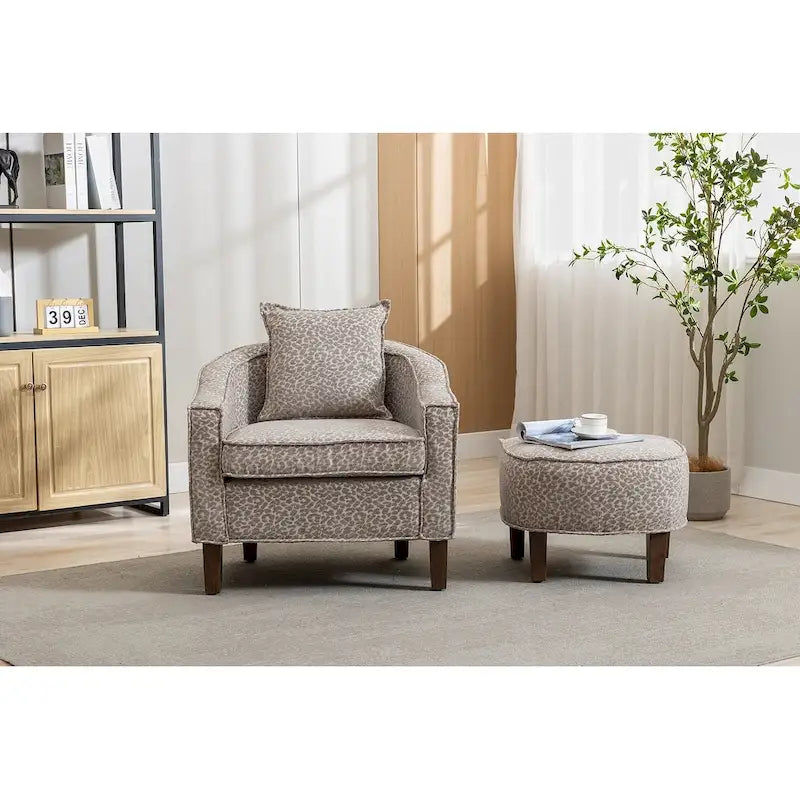 Mid-Century Modern Club Accent Chair with Tufted Back and Round Arms
