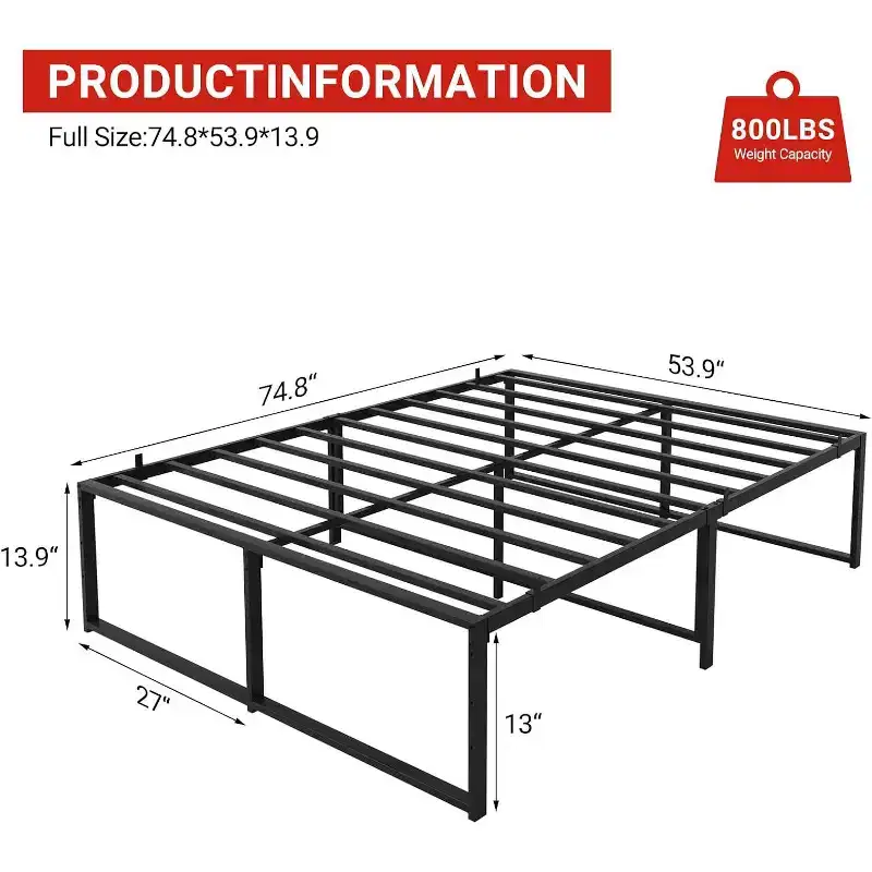 Full Size Metal Platform Bed Frame, Heavy Duty, 13