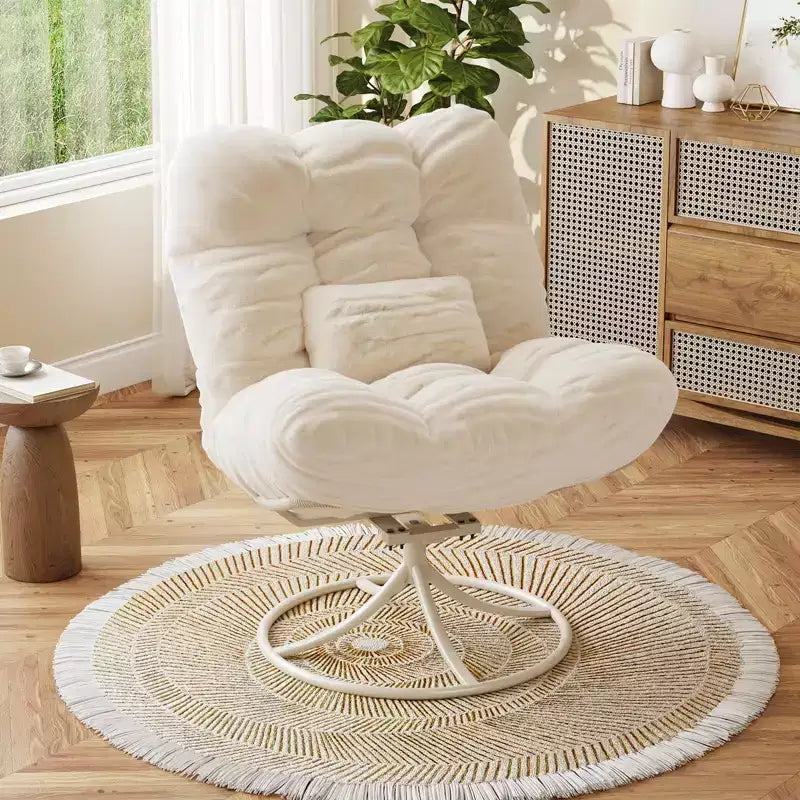 Oversized 360 Swivel Rocking Papasan Chair with Plush Cushion
